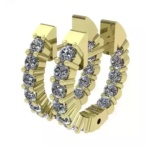 12mm Inside-Outside Diamond Hoop Earrings Huggies