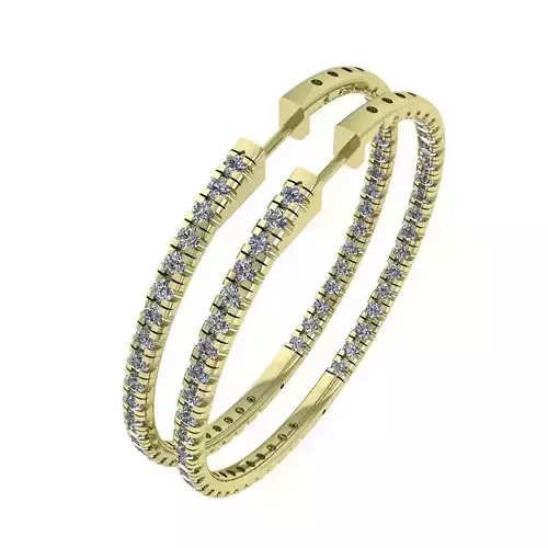 38mm U Pave Inside-Outside Diamond Hoop Earrings Huggies