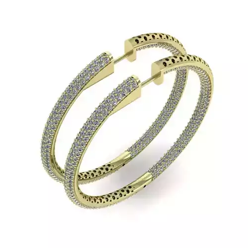 2inch Honeycomb Inside-Outside Diamond Hoop Earrings