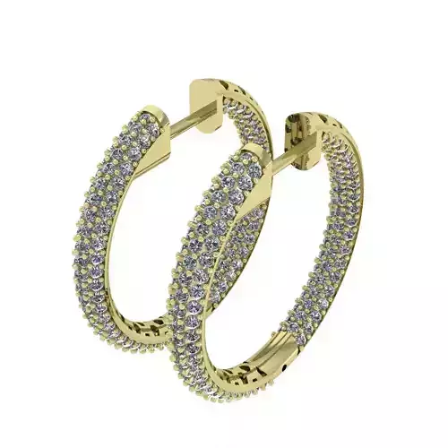 1inch Honeycomb Inside-Outside Diamond Hoop Earrings