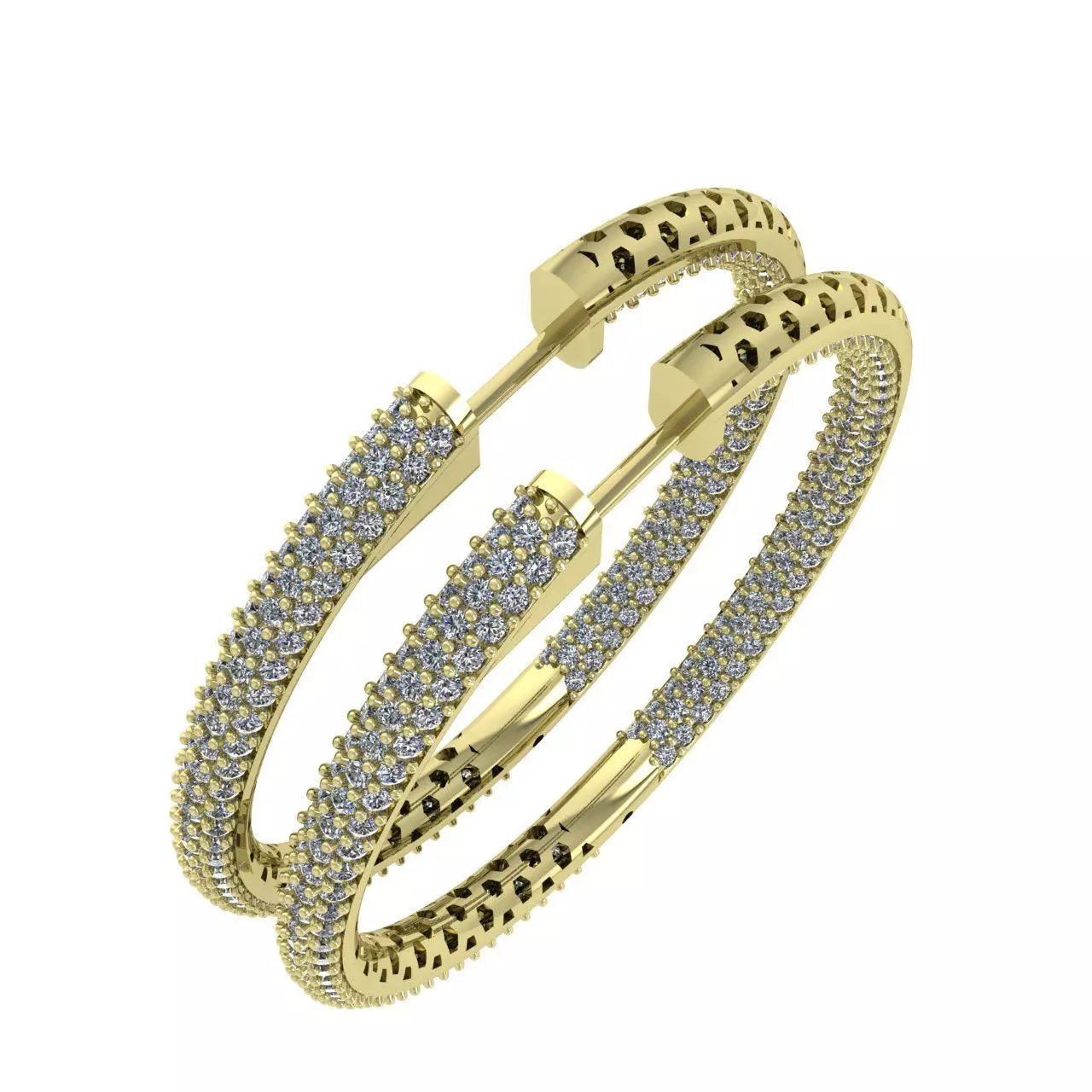 38mm Honeycomb Inside-Outside Diamond Hoop Earrings 3D print model