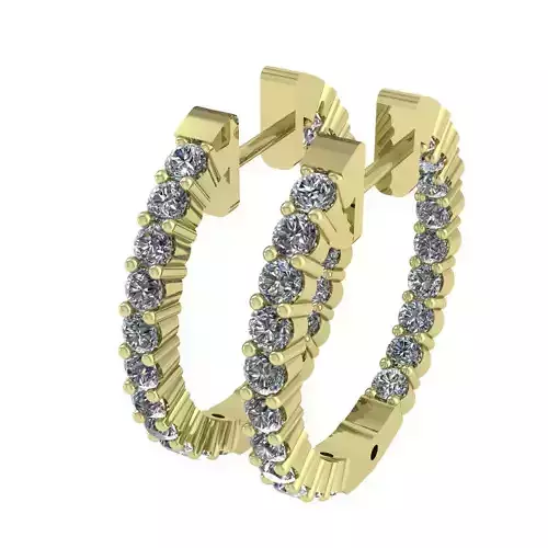 19mm Inside-Outside Diamond Hoop Earrings Huggies