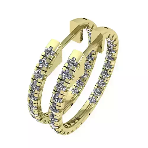 19mm Inside-Outside Diamond Hoop Earrings Huggies