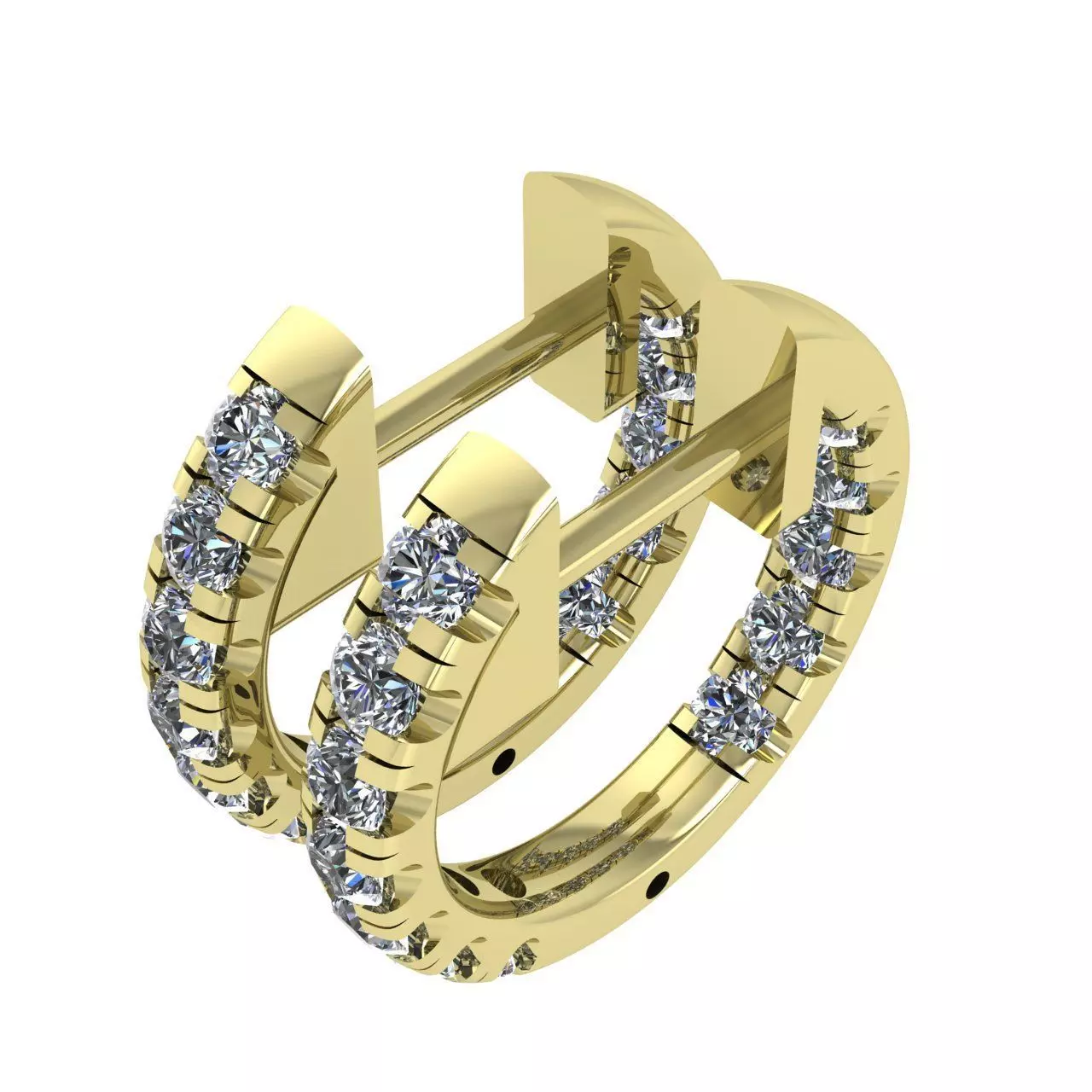 12mm Inside-Outside Diamond Hoop Earrings Huggies 3D print model