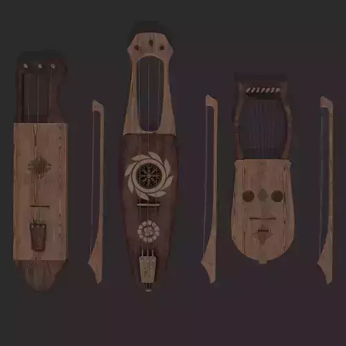 Three Nordic String Instruments Pack 3D Model Collection