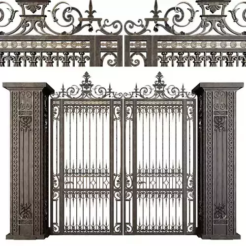 Wrought Iron Gate 3D model set 02