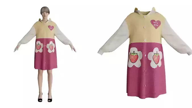 strawberry long sweater hoodie woman outfit v32