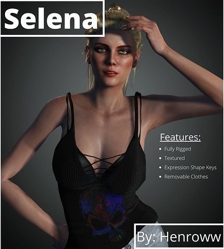 Selena woman in jeans and boots Low-poly 3D model