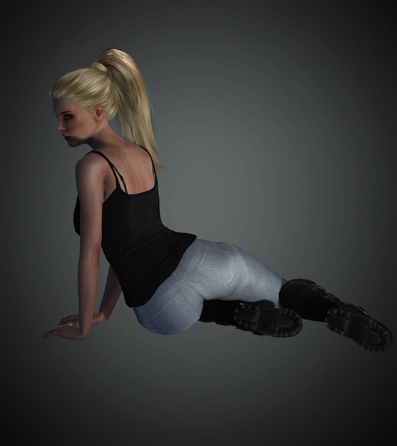 Selena woman in jeans and boots Low-poly 3D model_7