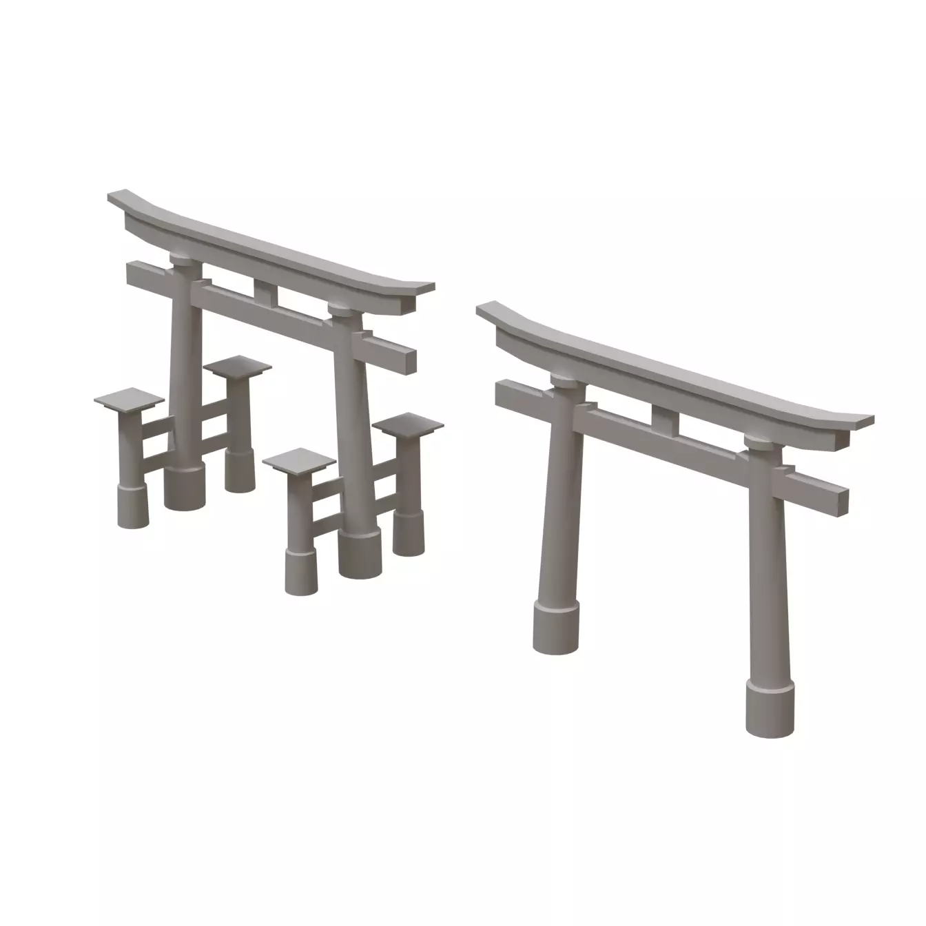Torii Gate Low-poly 3D model_0