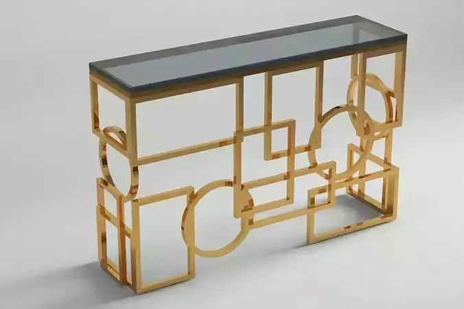 Console-1009 gold and glass console table