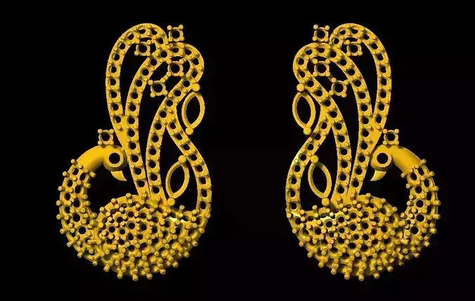 Sidepiece swan earrings in gold