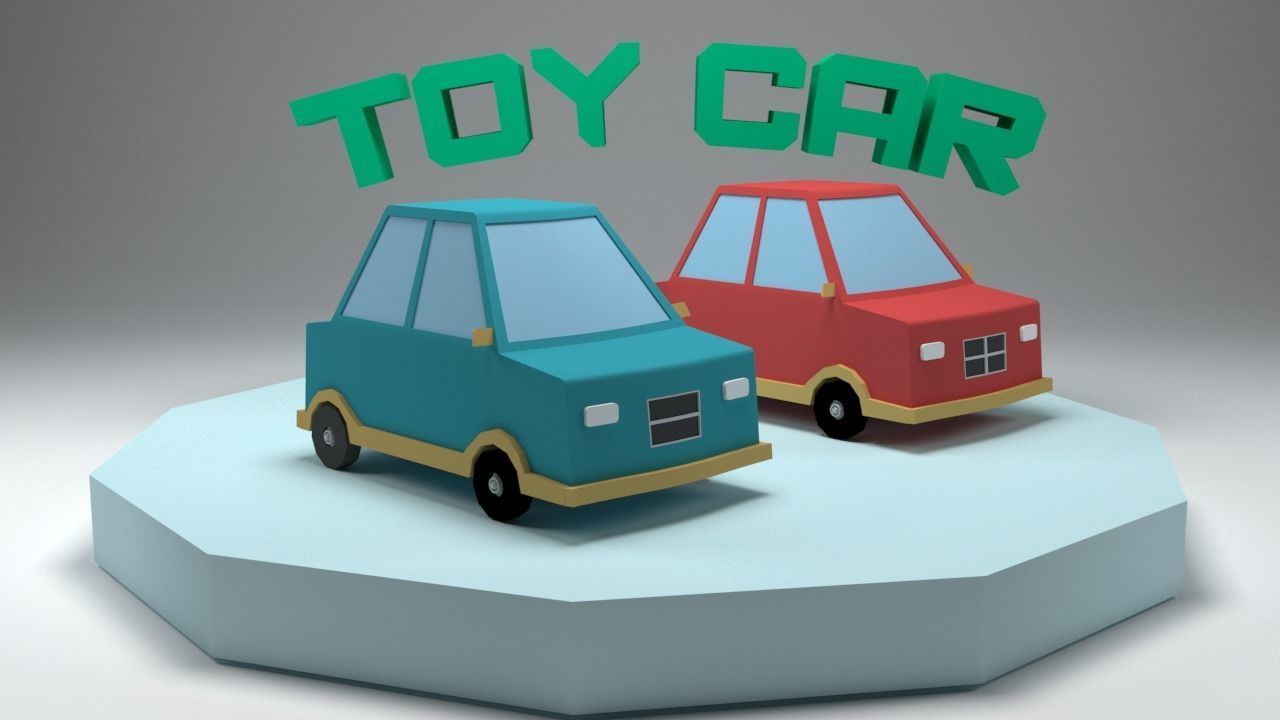 Low Poly Toy Car with Simple Rotation Animation Free low-poly 3D model_2
