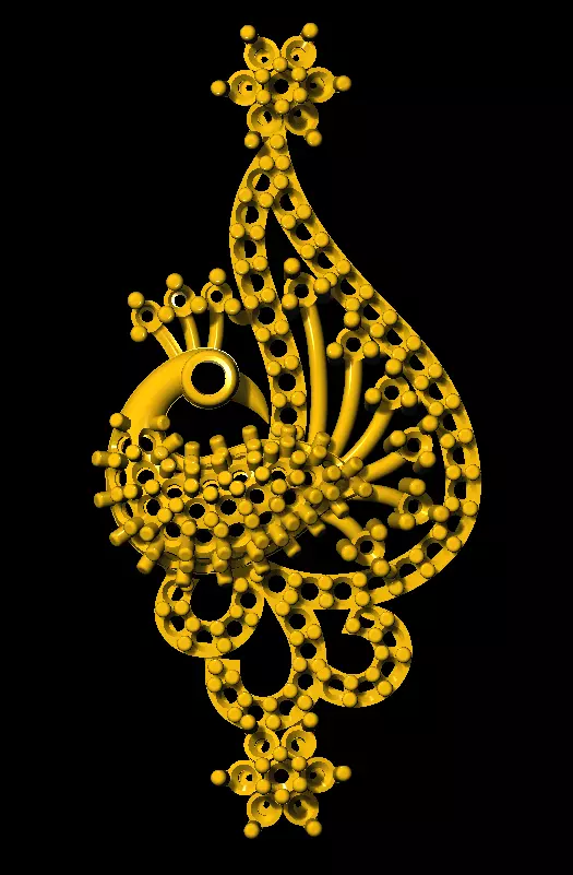 Sidepiece golden peacock 3D print model_0