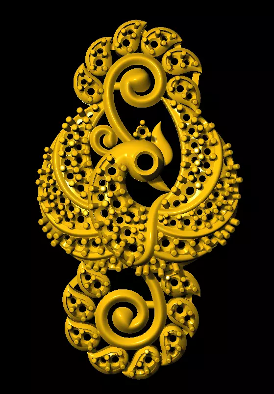Sidepiece golden peacock 3D print model_0
