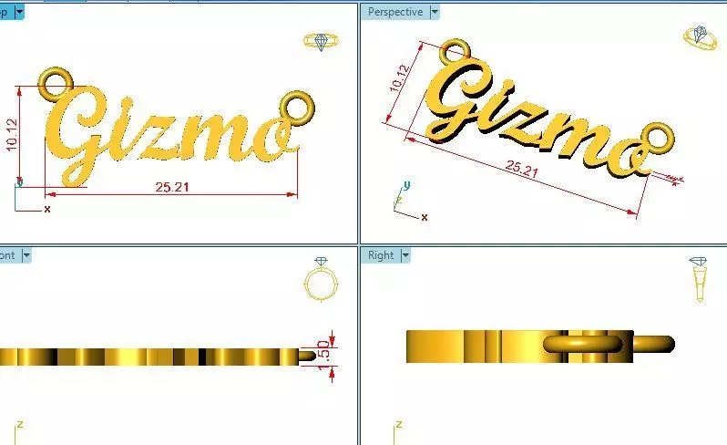 Gizmo Name Pendant 3D print model_0
