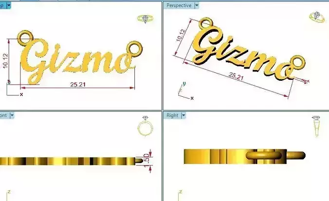Gizmo Name Pendant 3D print model