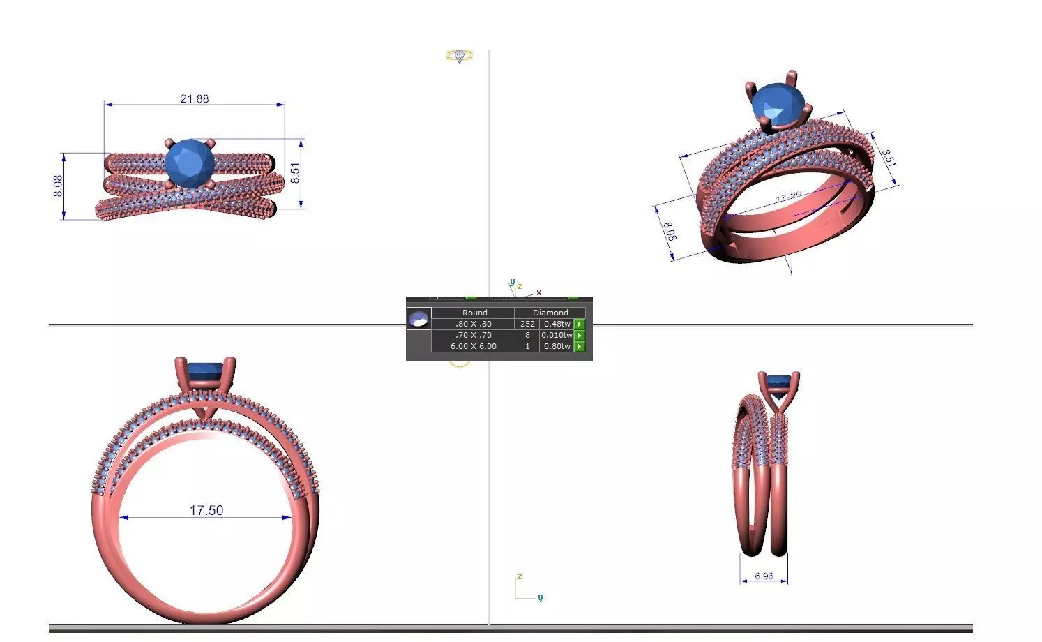 R-3643 wedding ring 3D print model_0