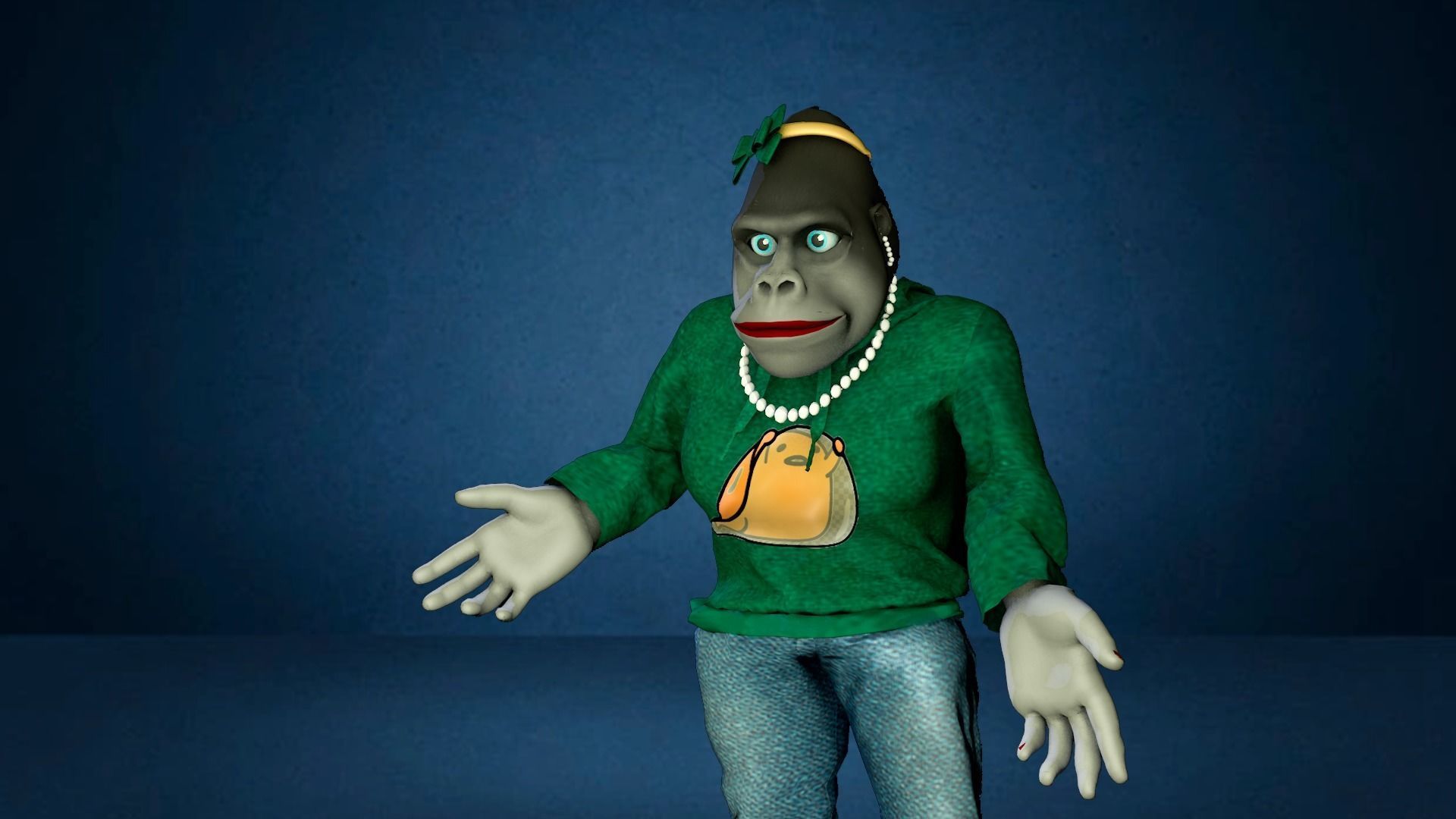 Trendy Stylish Female Gorilla in 2022 Low-poly 3D model_3