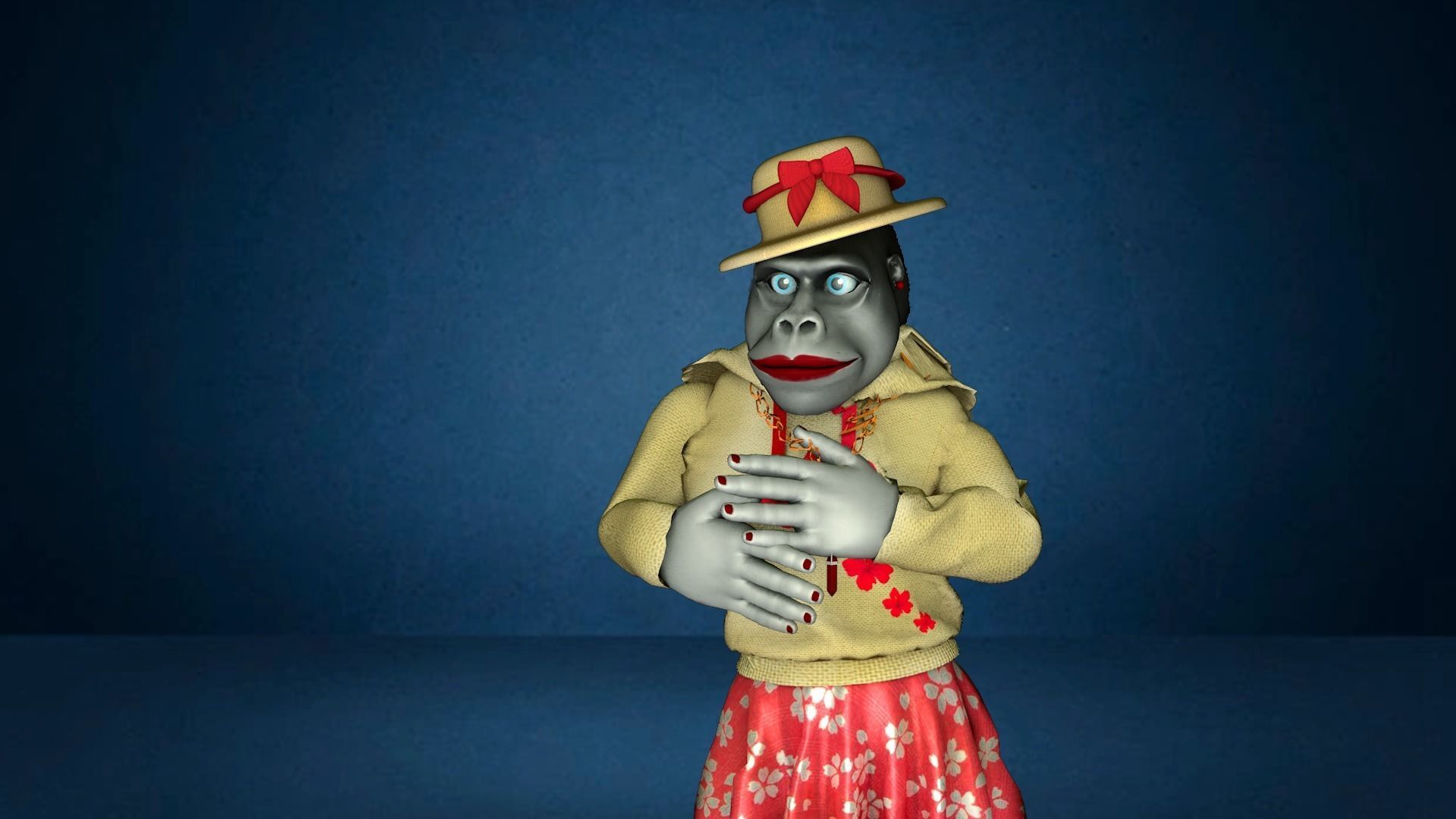 Trendy Stylish Female Gorilla in 2022 Low-poly 3D model_7