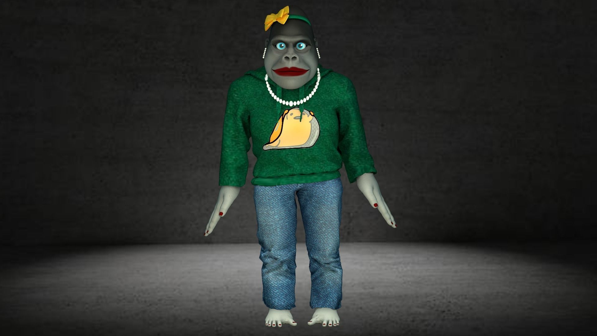 Trendy Stylish Female Gorilla in 2022 Low-poly 3D model_5