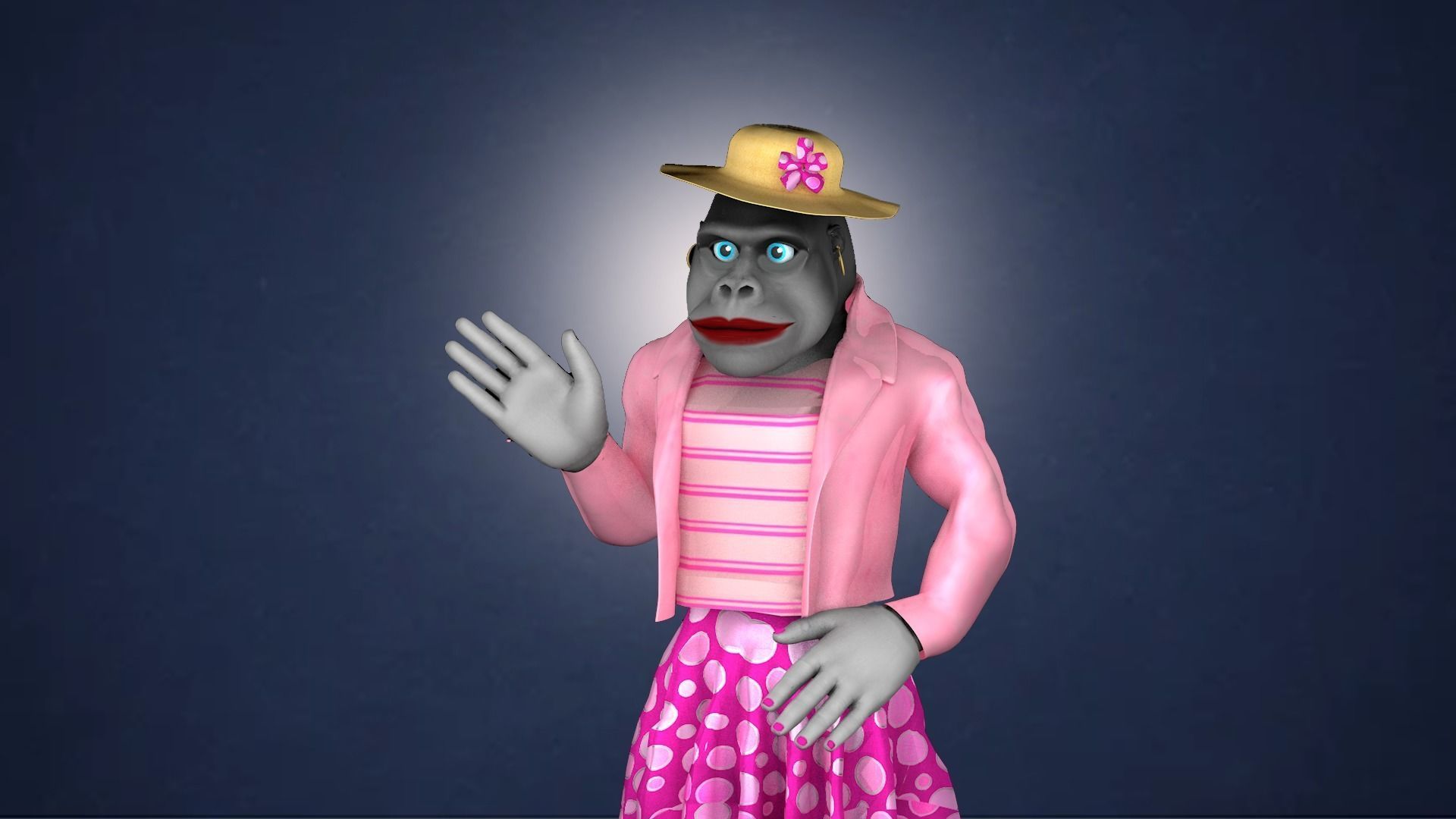 Trendy Stylish Female Gorilla in 2022 Low-poly 3D model_4