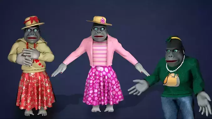 Trendy  Stylish Female Gorilla in 2022 Low-poly 3D model