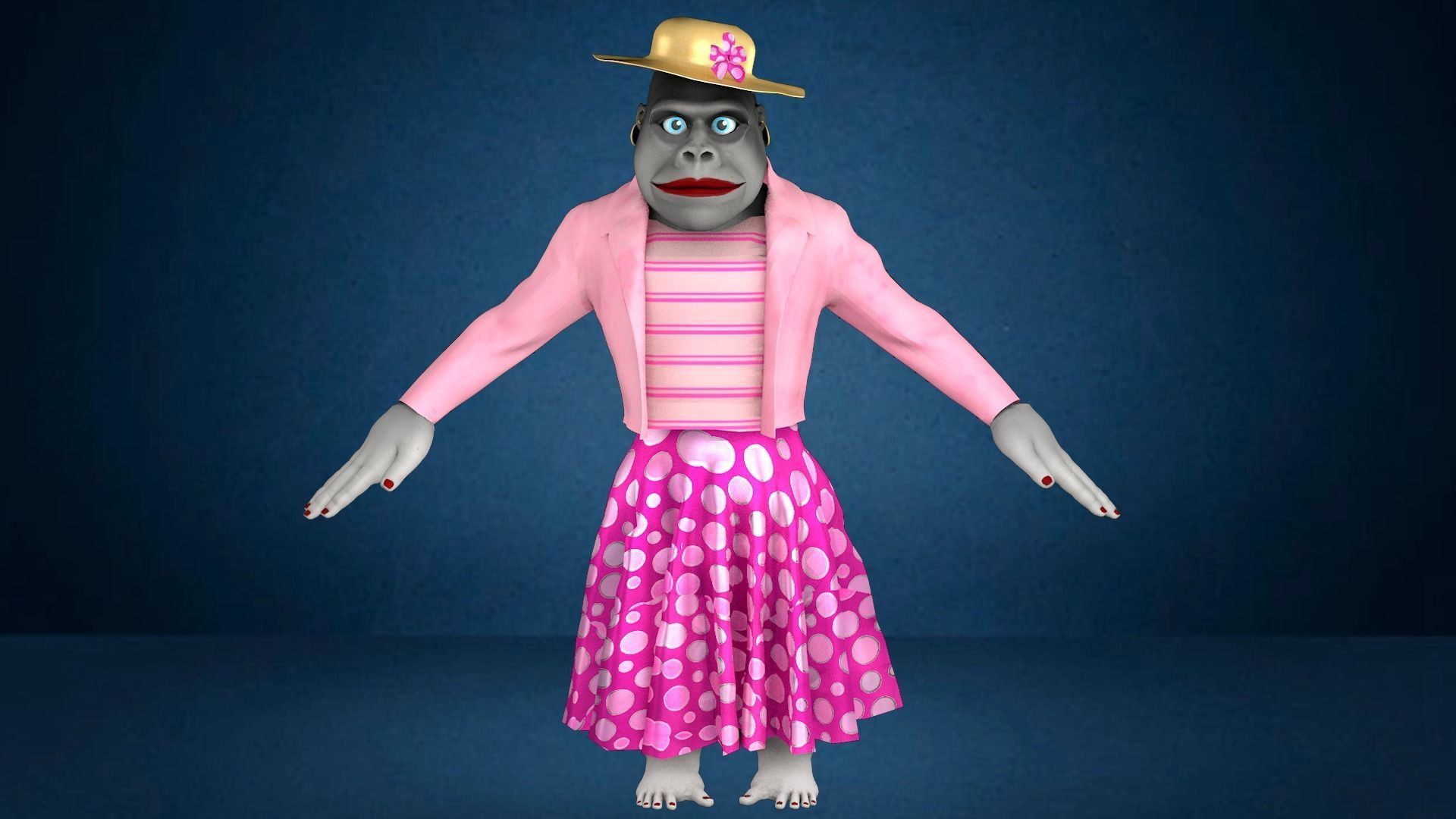 Trendy Stylish Female Gorilla in 2022 Low-poly 3D model_6