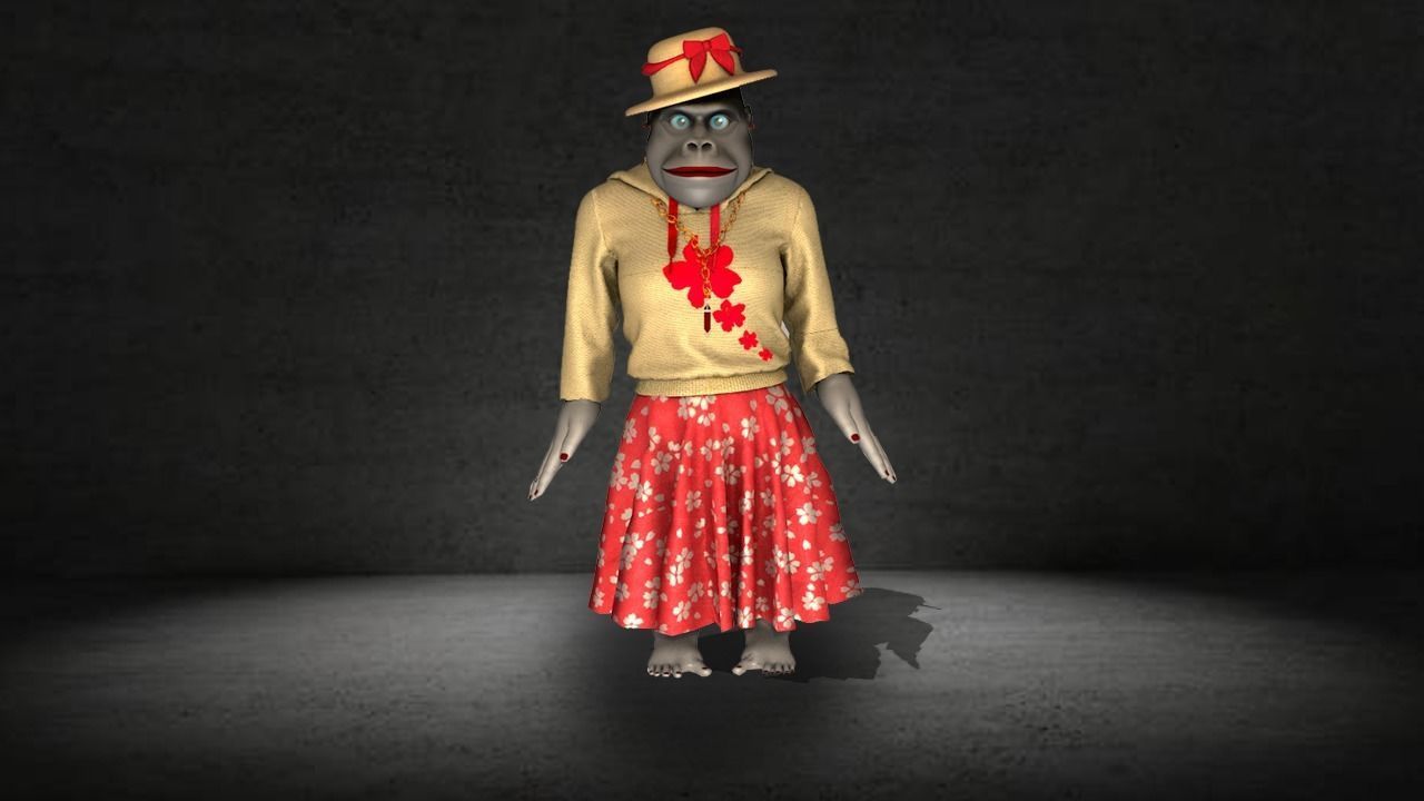 Trendy Stylish Female Gorilla in 2022 Low-poly 3D model_2