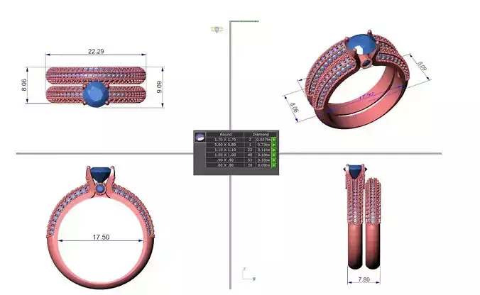 R-3644 three wedding ring