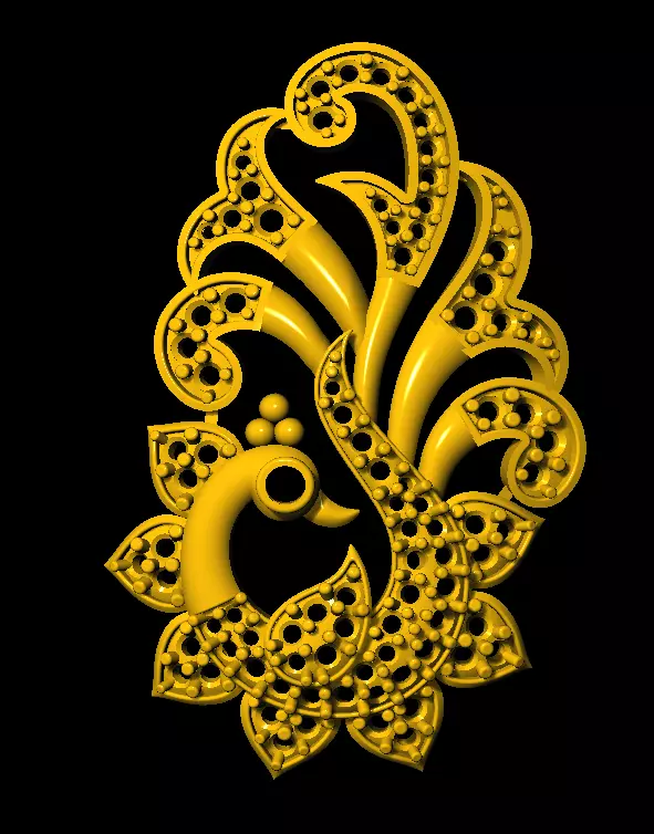 Sidepiece golden peacock 3D print model_0