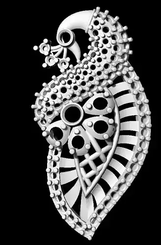 Sidepiece silver pendant with intricate design