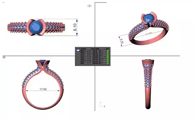 R-3661 engagement ring with different measurements
