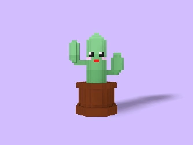 Voxel  Cactus Low-poly 3D model