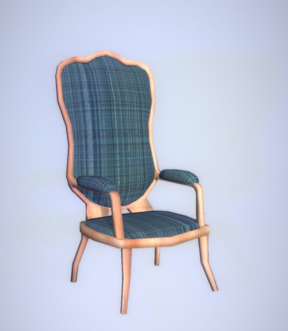 Antique Chair LP PBR game ready 3x material Low-poly 3D model_1