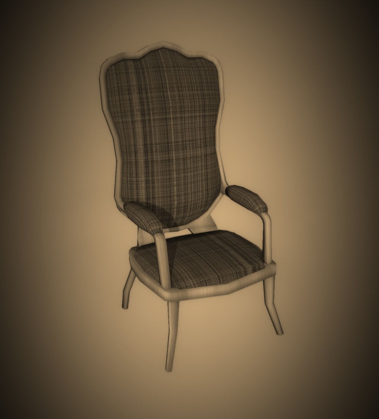 Antique Chair LP PBR game ready 3x material Low-poly 3D model_4