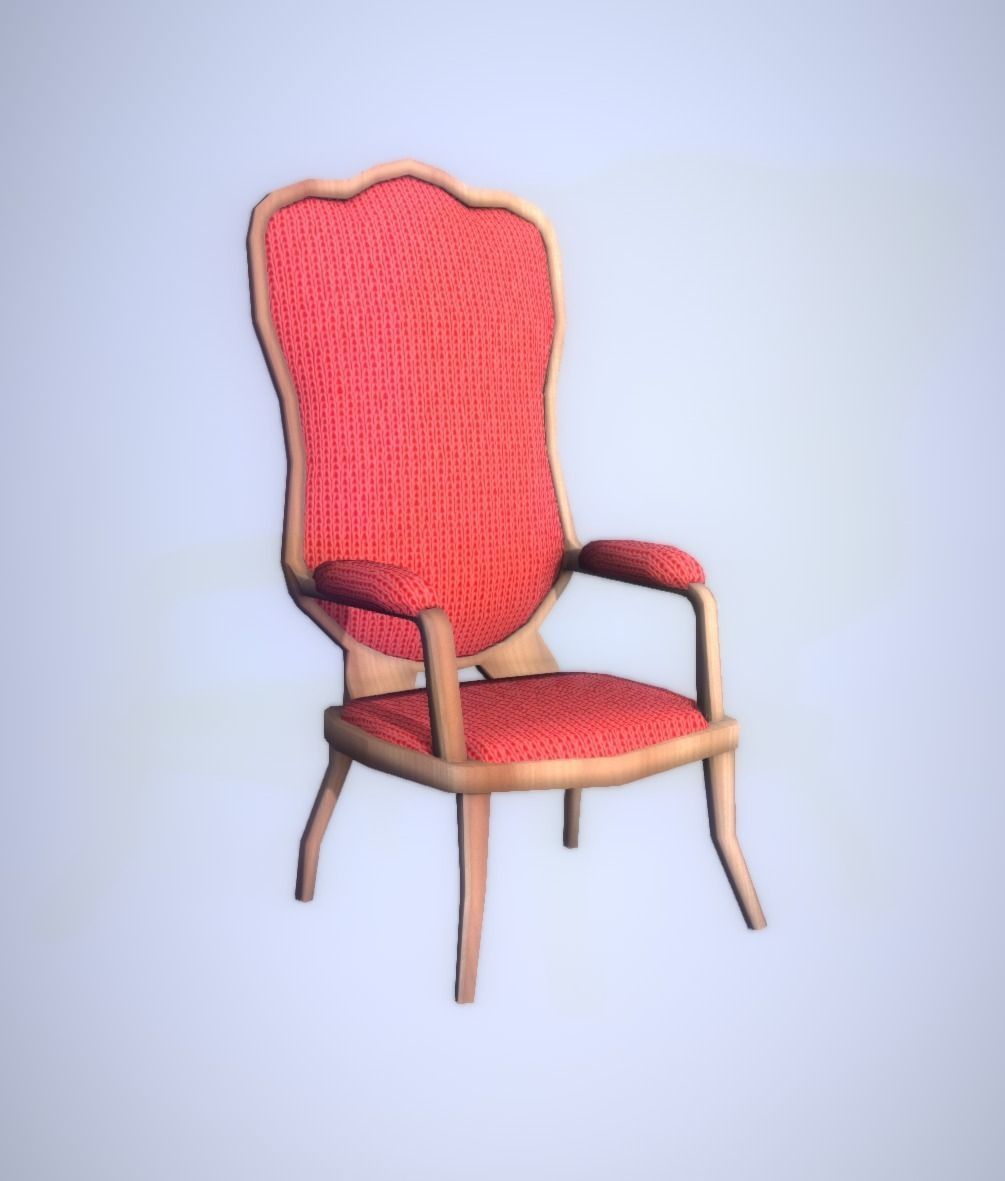 Antique Chair LP PBR game ready 3x material Low-poly 3D model_2