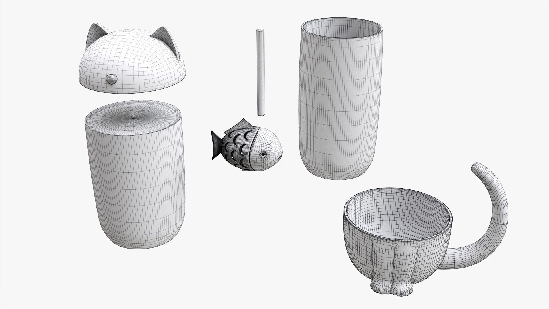 Cat-shaped teapot 3D model_7