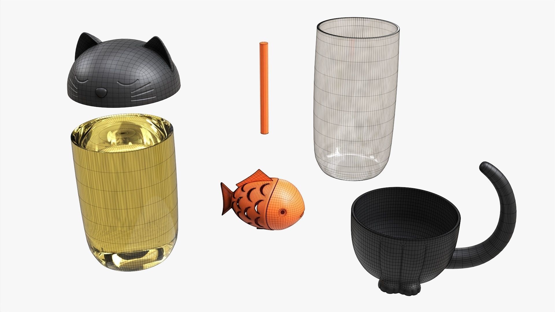 Cat-shaped teapot 3D model_5