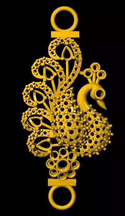 Sidepiece golden peacock 3D print model_0