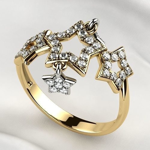 Five Stars Gold Ring 3D print model