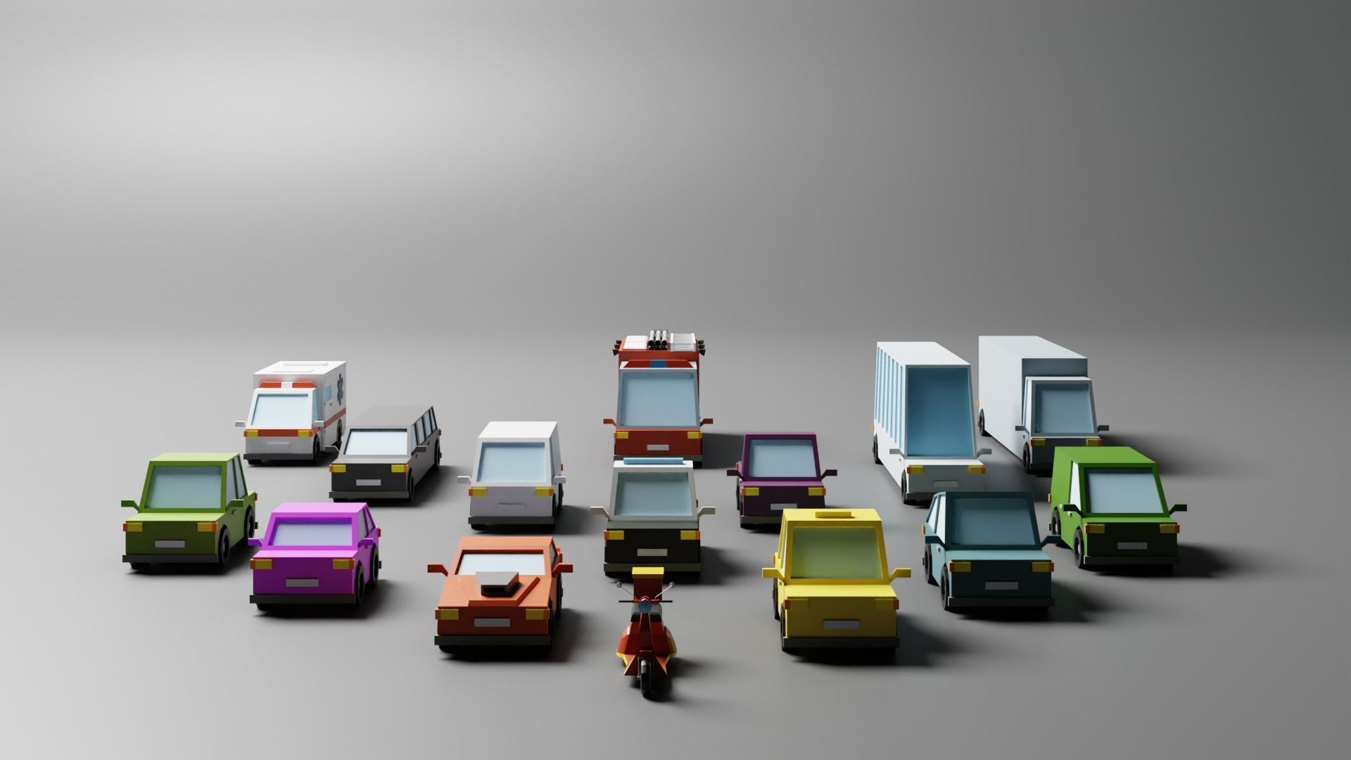 Low Poly Toon type Cars Pack Low-poly 3D model_2