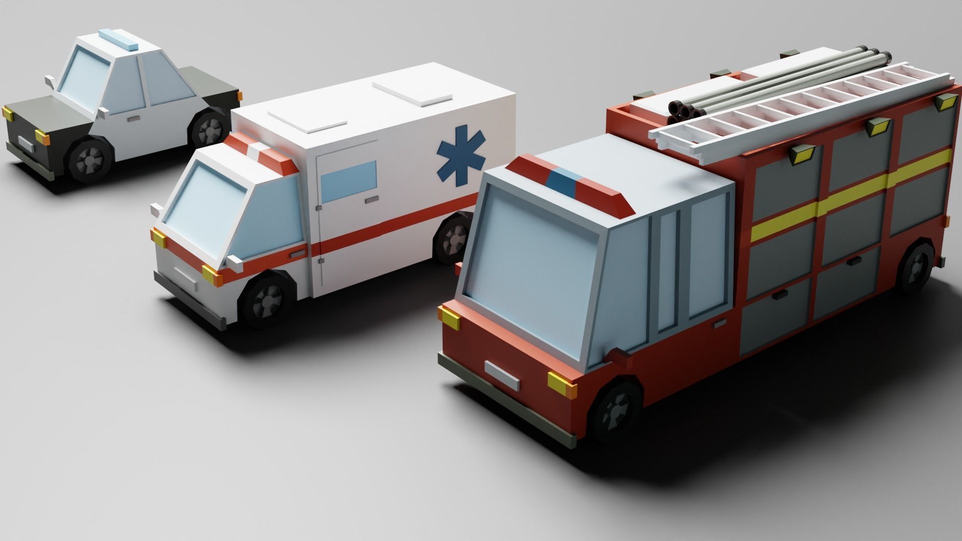 Low Poly Toon type Cars Pack Low-poly 3D model_4