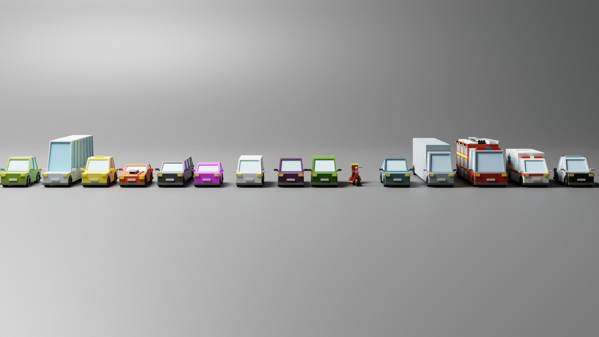 Low Poly Toon type Cars Pack Low-poly 3D model_5