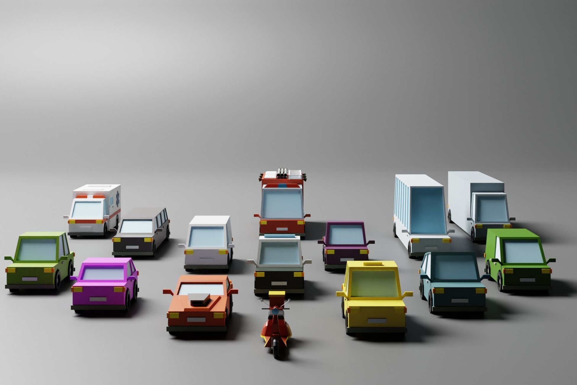 Low Poly Toon type Cars Pack Low-poly 3D model_8