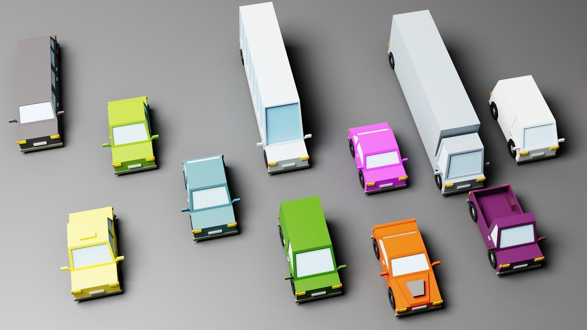 Low Poly Toon type Cars Pack Low-poly 3D model_6