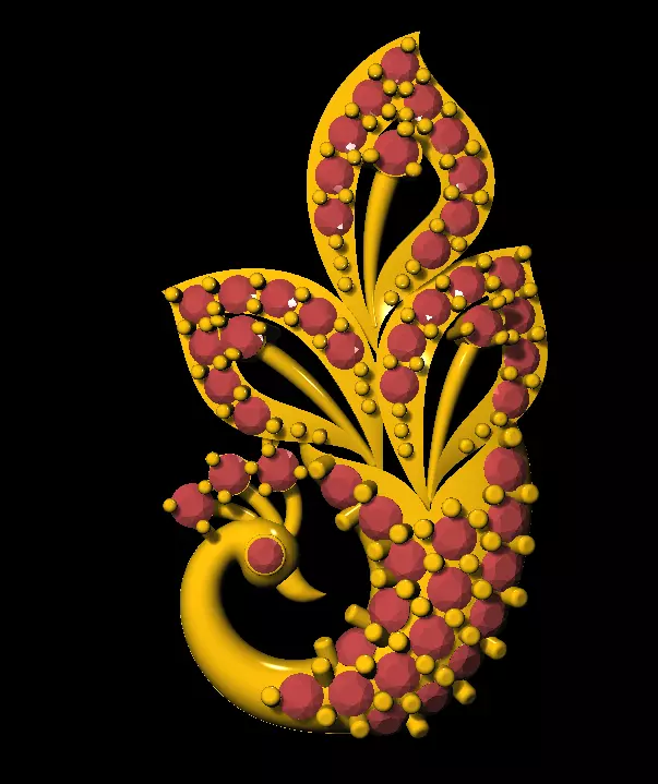 Sidepiece golden peacock 3D print model_0