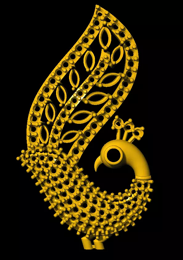 Sidepiece golden peacock 3D print model_0