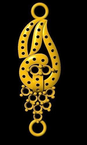 Sidepiece gold pendant with dots 3D print model