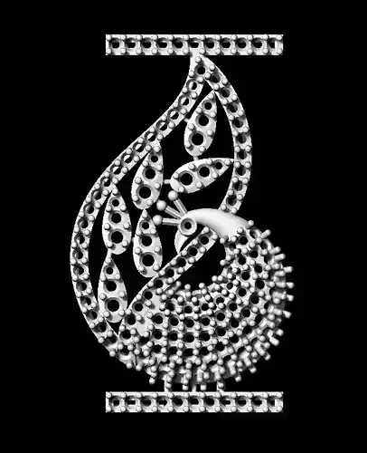 Sidepiece letter e with diamonds